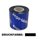 Thermotransferfolie schwarz 60 mm x 300 m - zega blue (Wachs Premium) - aussen gewickelt - für Industriedrucker 1 Zoll Kern 25 mm