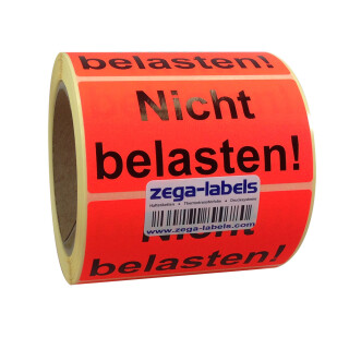 Warnetiketten mit Versandhinweisen auf Rolle - 500 Stück je Rolle - 150 x 50 mm bzw. 100 x 50 mm - Leuchtrot Haftpapier stark haftend - Versandetiketten - Versandaufkleber Nicht belasten!