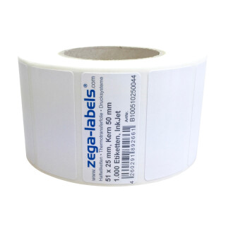 Inkjet Etiketten auf Rolle - 51 x 25 mm - 1.000 Stück je Rolle - Kern: 50 mm - Papier Hochglanz - aussen gewickelt - permanent haftend - mit Perforation - Druckverfahren: Ink Jet (Rollen Tintenstrahl Drucker) für Epson ColorWorks C4000 TM-C3500 51x25mm