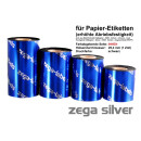 Thermotransferfolie schwarz 80 mm x 300 m - zega silver (Wachs/Harz) - innen gewickelt - für Industriedrucker 1 Zoll Kern 25 mm