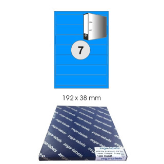 700 Etiketten 192 x 38 mm BLAU selbstklebend auf DIN A4 Bögen (1x7 Etiketten) - 100 Blatt Pack - Universell für Laser/Inkjet/Kopierer einsetzbar - 192x38mm - blau - 7-teilig