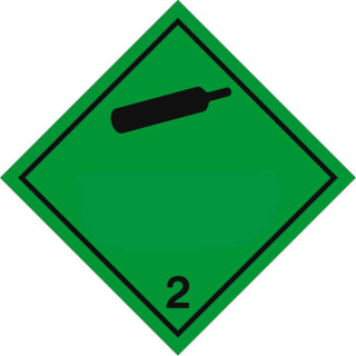 Gefahrgutetiketten auf Rolle - Klasse 2.2 - Nicht brennbares und giftiges Gas - 250 Stück je Rolle - 100 x 100 mm - Folie stark haftend - Versandaufkleber