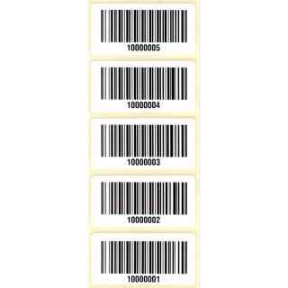 DMS Etiketten mit fortlaufendem Barcode Code 128 - 51 x 25 mm - 1.000 Stück je Rolle - Archivierungsetiketten für Dokumenten Management Systeme - 51x25mm
