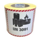 Gefahrgutetiketten auf Rolle - UN 3091 -...
