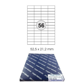 5.600 Etiketten 52,5 x 21,2 mm selbstklebend auf DIN A4 Bögen (4x14 Etiketten) - 100 Blatt Pack - Universell für Laser/Inkjet/Kopierer einsetzbar - 52x21mm - 56-teilig
