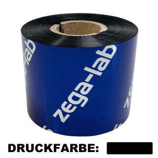 Thermotransferfolie schwarz 50 mm x 300 m - zega blue (Wachs Premium) - aussen gewickelt - für Industriedrucker 1 Zoll Kern 25 mm