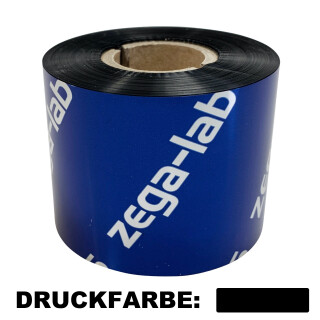 Thermotransferfolie schwarz 50 mm x 300 m - zega blue (Wachs Premium) - innen gewickelt - für Industriedrucker 1 Zoll Kern 25 mm