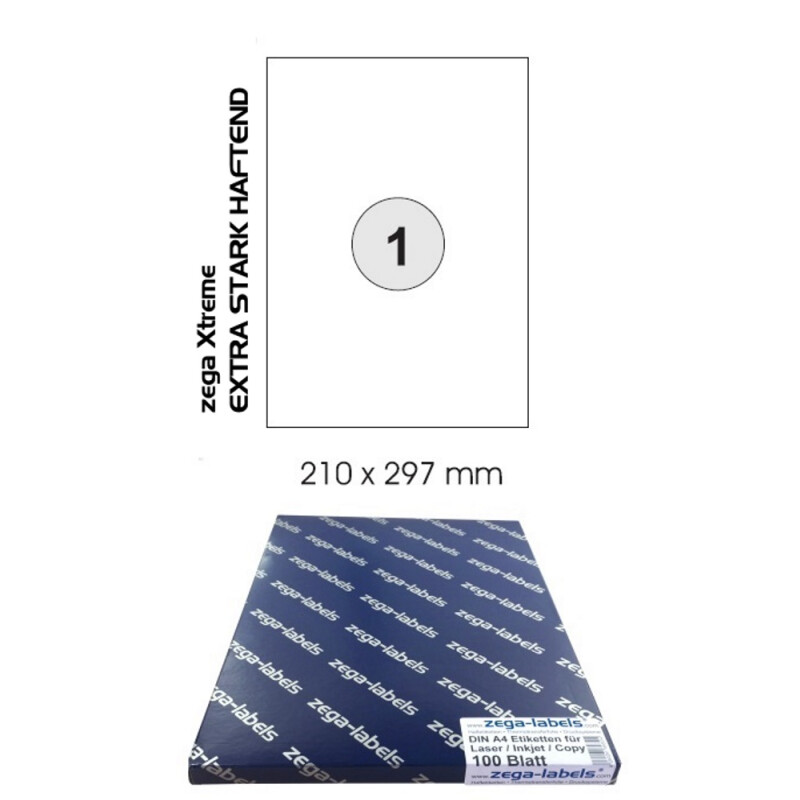 Klebeetiketten DIN A4 weiß 210x297mm Laser Inkjet Kopierer 500 Blatt 