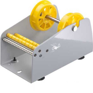 Etikettenspender aus Metall grau (Tisch- und Wandmontage möglich) bis zu 114 mm mit 1 Rollenhalterungs Set