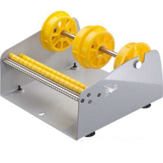 Etikettenspender aus Metall grau (Tisch- und Wandmontage möglich) bis zu 216 mm mit 2 Rollenhalterungs Set