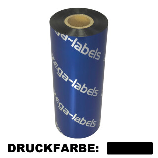 Thermotransferfolie schwarz 156 mm x 300 m - zega gold (Harz) - aussen gewickelt - für Industriedrucker 1 Zoll Kern 25 mm