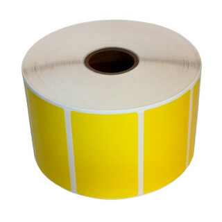 Thermo Etiketten GELB auf Rolle - 57 x 32 mm - 2.100 Stück je Rolle - Kern: 25 mm - aussen gewickelt - permanent haftend - mit Perforation - Druckverfahren: Thermodirekt (Drucken ohne Farbband) - 57x32mm