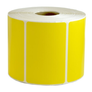 Thermo Etiketten GELB auf Rolle - 76 x 51 mm - 1.370 Stück je Rolle - Kern: 25 mm - aussen gewickelt - permanent haftend - mit Perforation - Druckverfahren: Thermodirekt (Drucken ohne Farbband) - 76x51mm